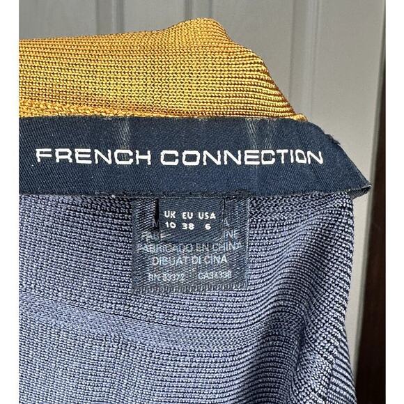 French Connection Slate Gray Blue Sleeveless V-Neck Bandage Sheath Dress 6 - Picture 4 of 5